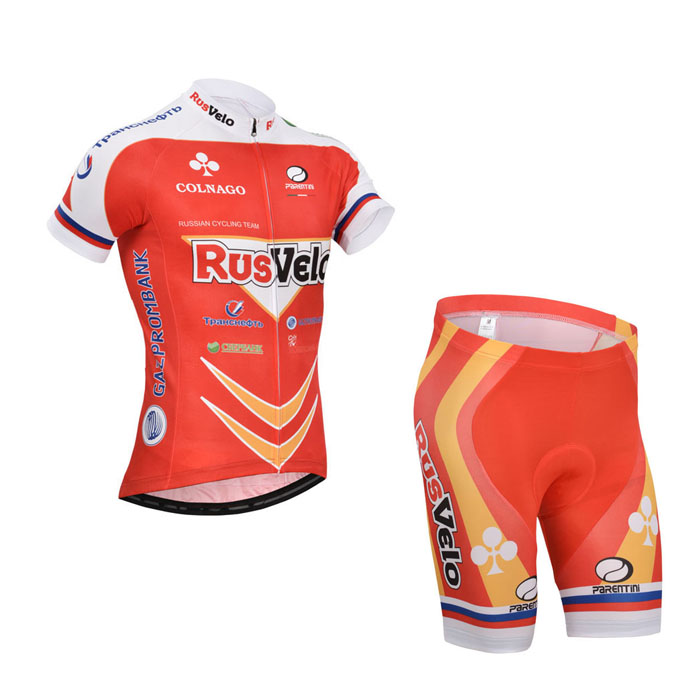 2014 Maillot Rusvelo naranja mangas cortas